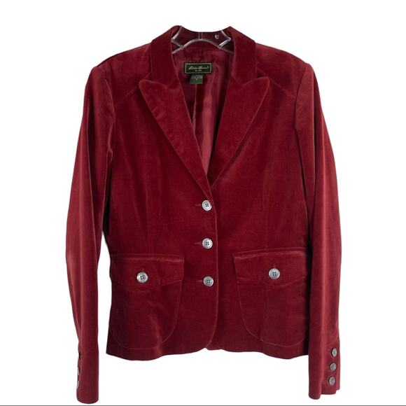 Eddie Bauer red orange velvet button preppy academia blazer jacket 4 - Picture 1 of 7